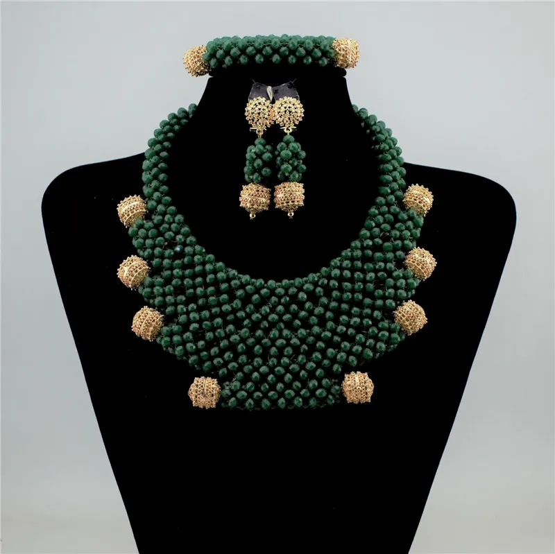 

2018 Hot Sale Nigerian Wedding African Beads Jewelry Set Crystal Beads Necklace Jewelry Set For wedding, Picture