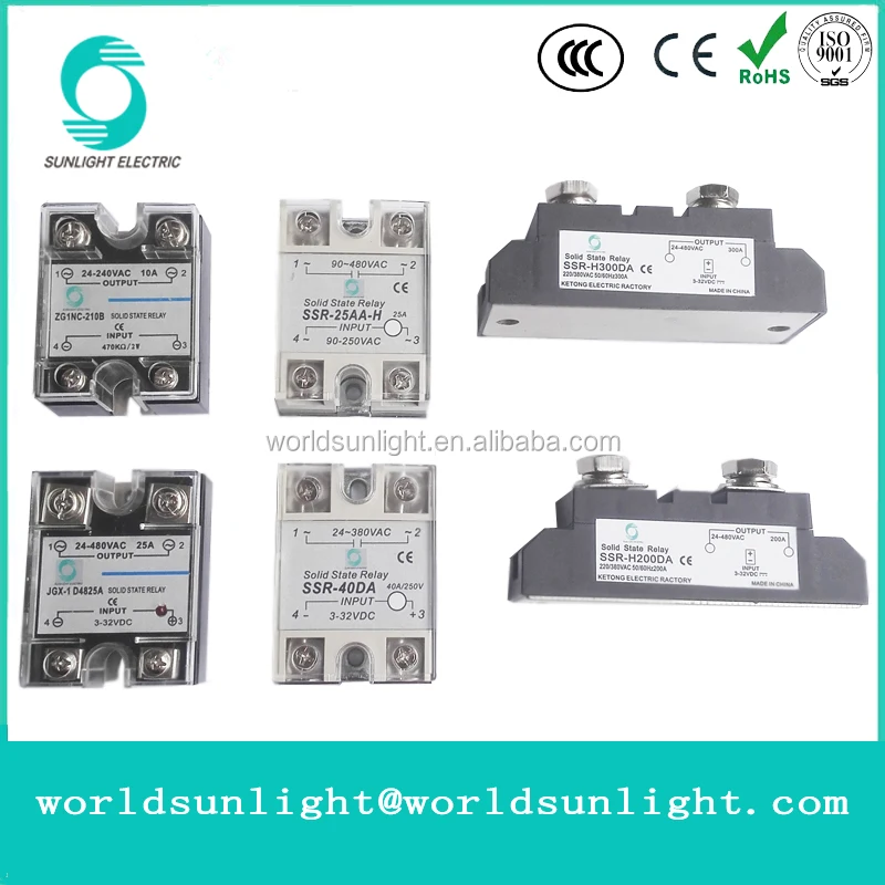 SSR-40DA-H 40A 3-32VDC input 90-480VAC output single phase dc-ac ssr solid state relay