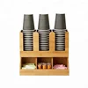 6 Compartments Bamboo Paper Cup Holder And Coffee Tea Condiment Storage Organizer