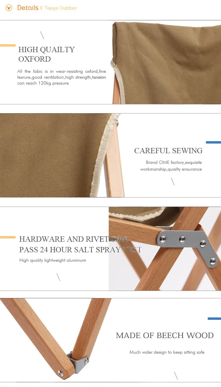 Japan Outdoor Folding Beech Portable Beach Lowseat Camping Wood