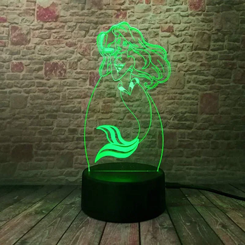 Zogifts  7 Color Changed Mermaid 3D Illusion Lamp Night Light with USB Port for Kids Toys