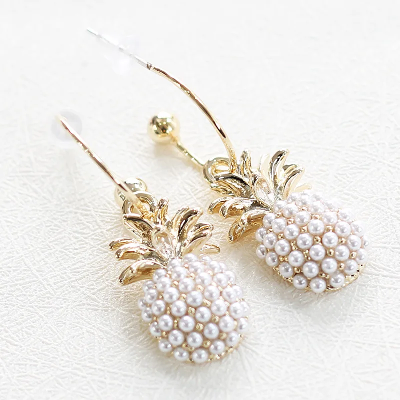 

Korean pearl fruit pineapple earrings For women jewelry 925 silver pin ear ring 2019 new arrive