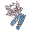 YY10337G Summer leopard print clothes sets little girls leopard print top + matching pants wholesale
