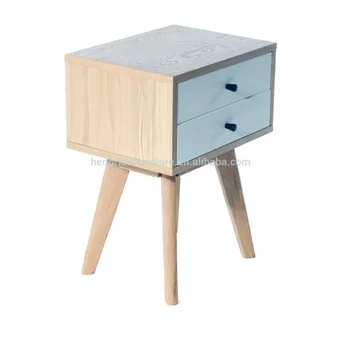 2 Chest Of Drawers Bedside Table With Solid Oak Wood Legs And
