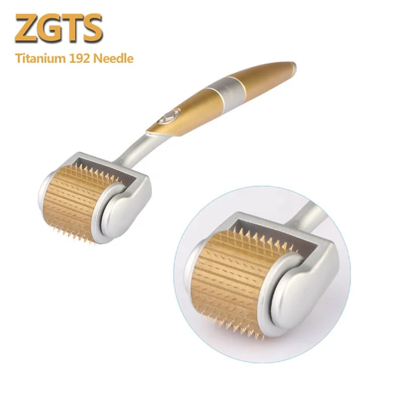 

ZGTS 192 Derma Roller Titanium Micro Needle Roller Acne Scars Freckle Skin Meso Roller, Golden