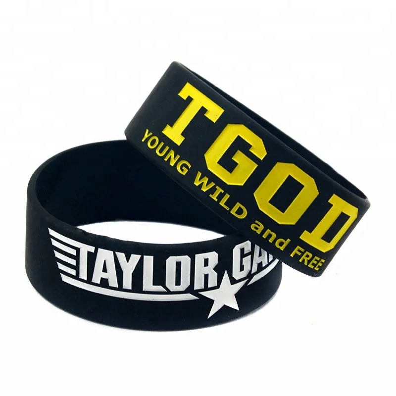 

25PCS 1 Inch Wide Music Gift Taylor Gang Silicone Bracelet, Black