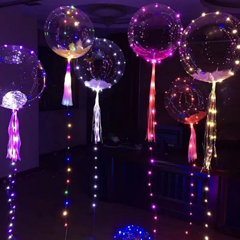 

18inch Clear LED Helium Bobo Balloons with Copper LED Light Bar String Light Creative Balloon for Birthday Wedding Christmas