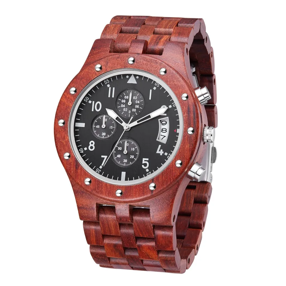 

Wholesale Luxury Custom Own Logo Sub Dial Wooden Band Quartz Wood Watch, Nature wood grain