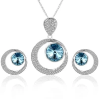 

XS6112 Xuping 925 sterling silver color luxury round circle jewelry set+crystals from Swarovski women crystal jewelry set