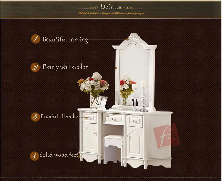 European mirror table antique bedroom dresser French furniture french dressing table pfy10024