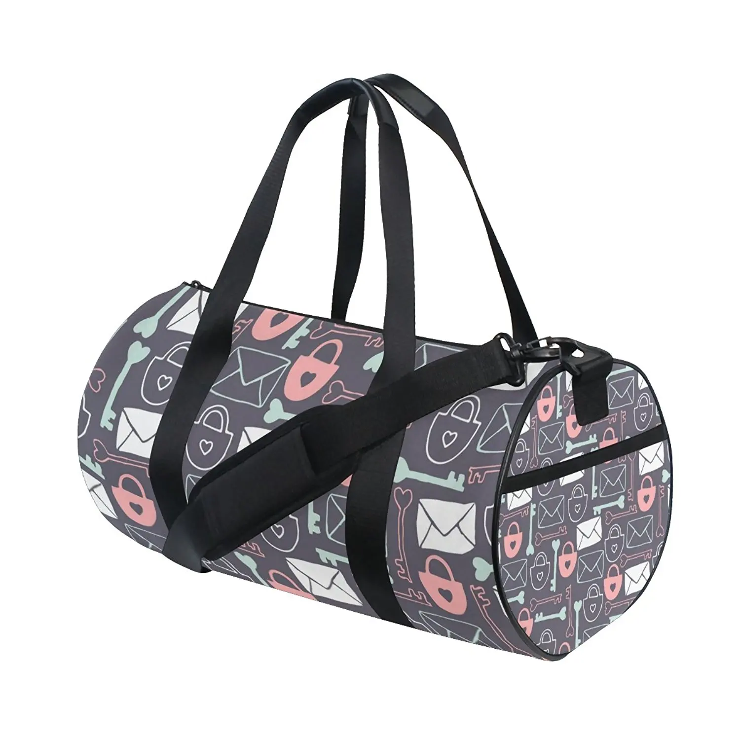 Gym Bag Key Lock Pattern Sports Travel Duffel Lightweight Canvas Bag