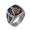 Stainless Steel Masonic Men'S Signet Symbol Ring Freemason Gold Masonic Ring