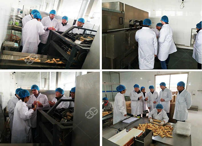 Industrial Full Automatic Cone Baking Production Line Rolled Biscuit Sugar Waffle Cone Maker Icecream Cone Machinery For Sale