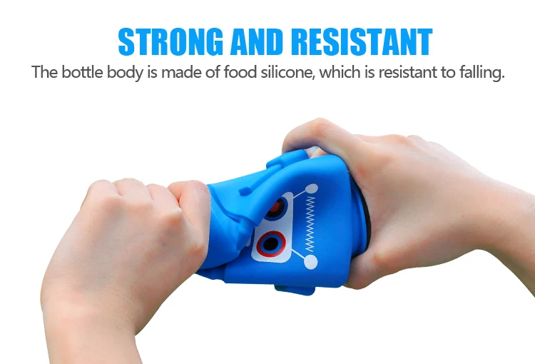 Silicone Cartoon School Children Water Jar Colorful Robot Water Bottle Kid