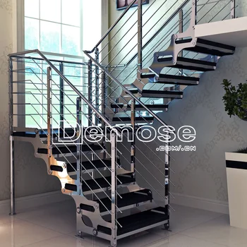 Modern U-shaped Wood Staircase| Steel Structure Staircase - Buy U ...