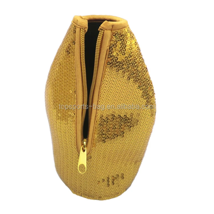 

Gold Sequin Party Birthday Luxury Neoprene Beer Bottle Holder Sleeve