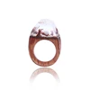 Hot Selling Winter Wood Resin Rings for Women Wooden Ring with Snow Costume Jewelry Winterfall Anniversary Gift for Christmas