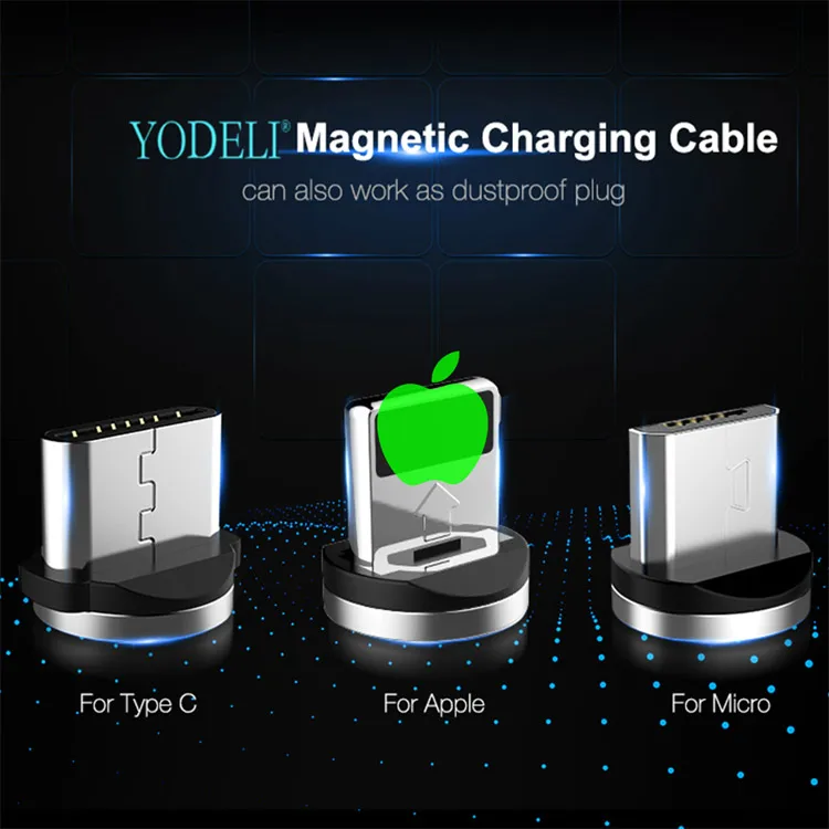 Nylon data line for iphone metal magnetic charging cable 3 in 1