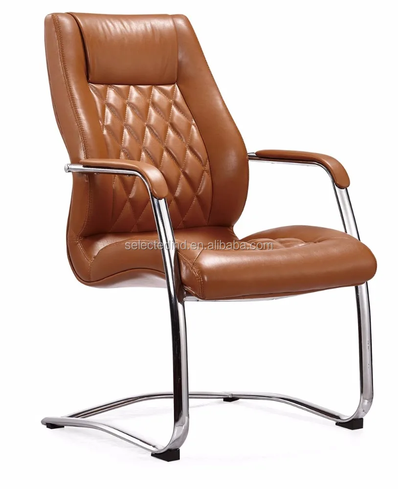 No wheels brown leather commercial conference chair armchair