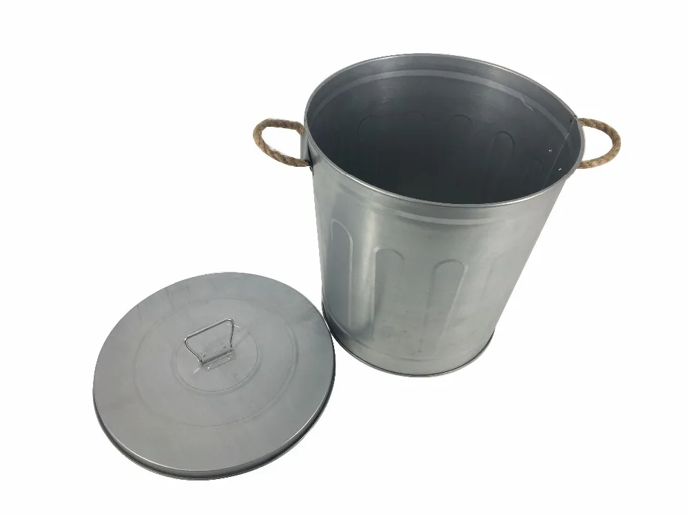 Galvanized Steel Outdoor Metal Trash Can /garden Trash Bin Bin