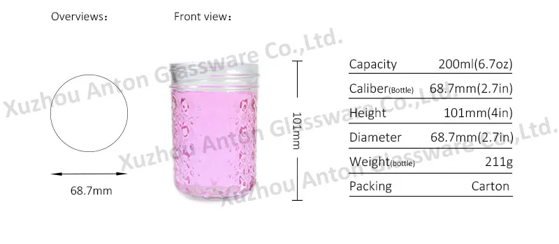 200 ml newest glass storage jars food grade food storage mason jar airtight glass storage jar