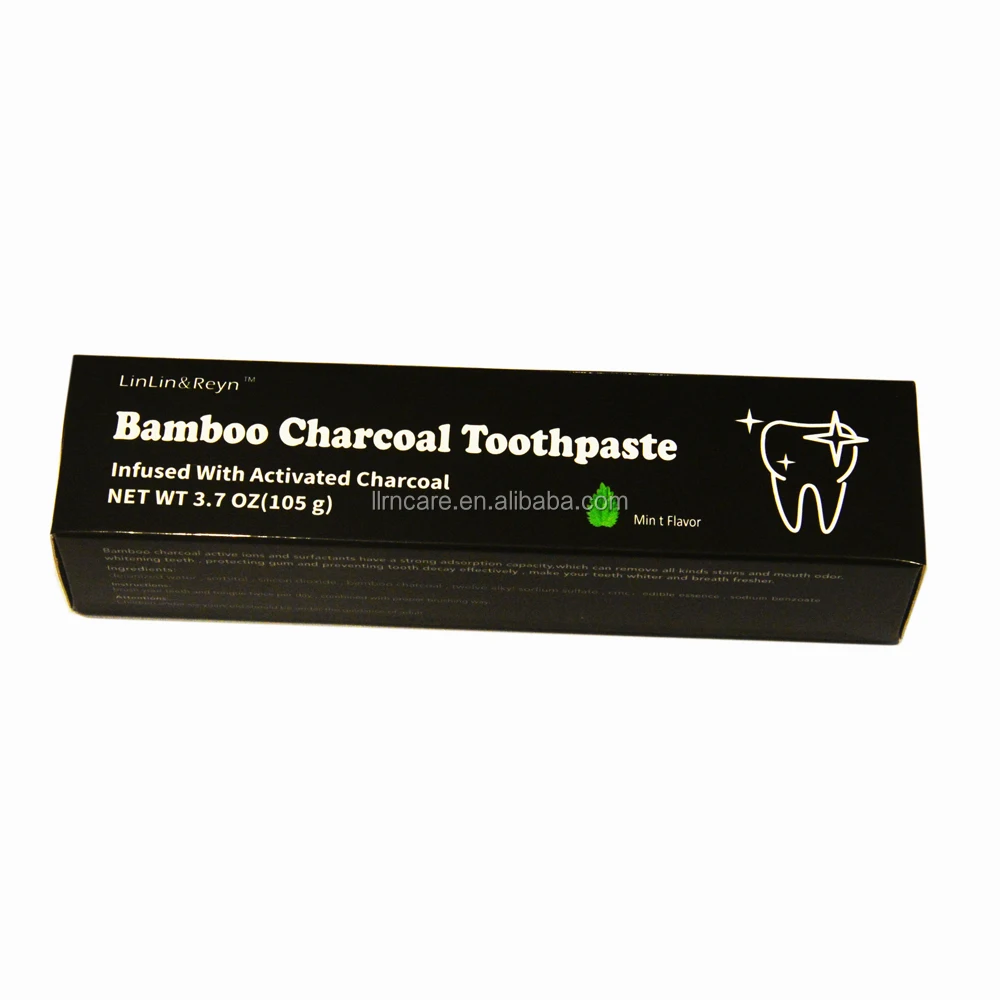 

Activated coconut bamboo charcoal teeth whitening toothpaste, Black