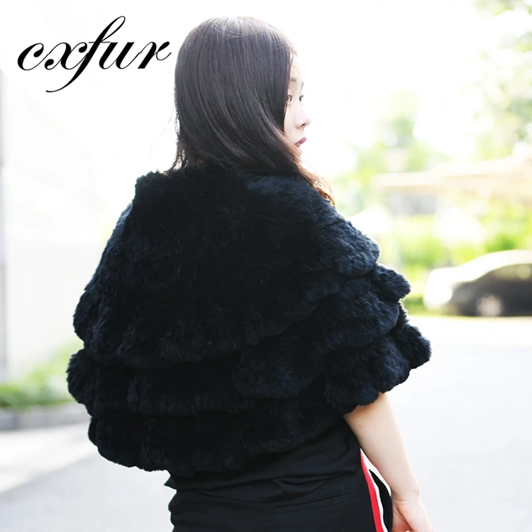 
CX-B-19 Complete Production Line Real Rabbit Women Winter Fur Capes Shawls 