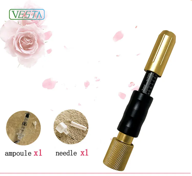 

Vesta Anti Wrinkle Black Gold Needle Free injection Mesotherapy Hyaluronic Acid Pen For Facial Skin Tightening