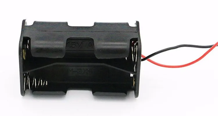 4 Cell 1 5v 4aa Battery Holder Black Color Plastic Case With Wire Lead