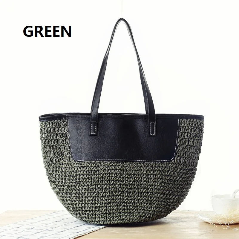 

Europe Lady Foldable Summer Straw Crochet Beach Tote Bag