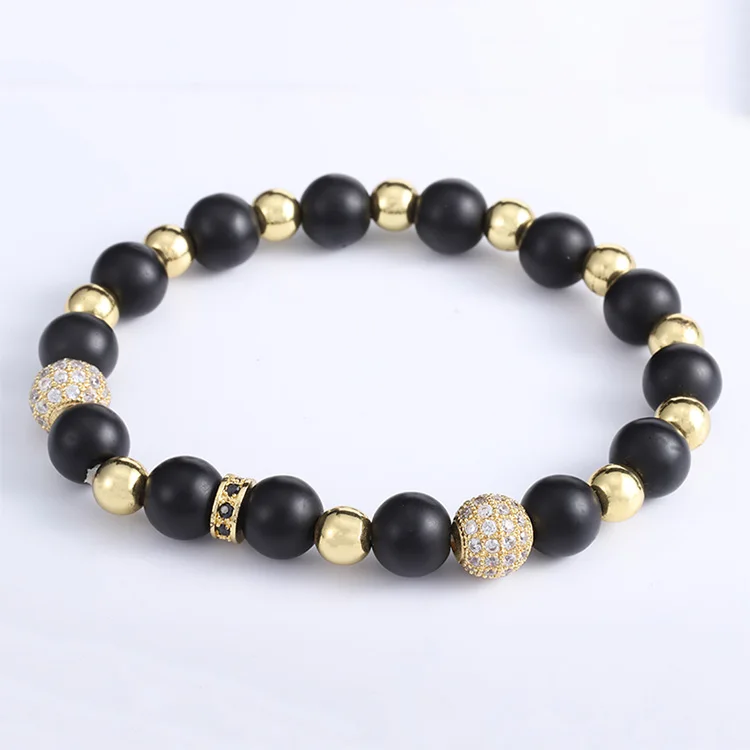 

Stars Forever Zircon Round Ball Charm Black Agate Black Bead Bracelet, N/a