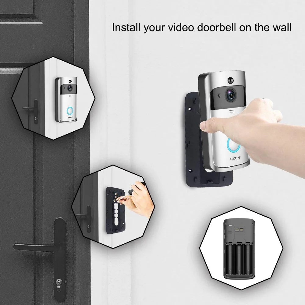 Eken Smart Video Doorbell V5 + Indoor Chime 720p Wifi Security Camera