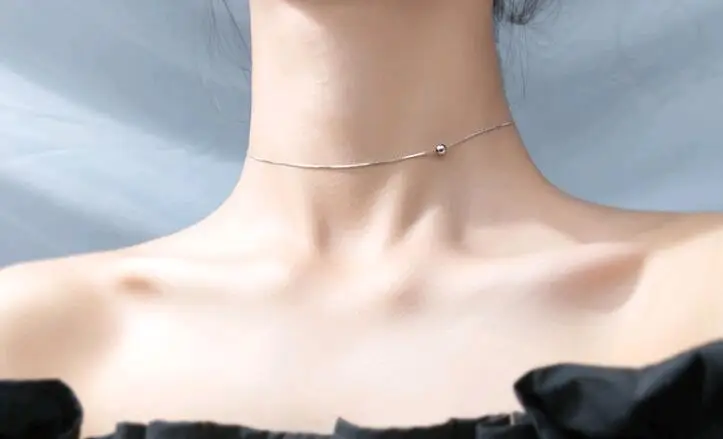 women  925 sterling silver simple single 4mm beads box chain choker necklace.jpg