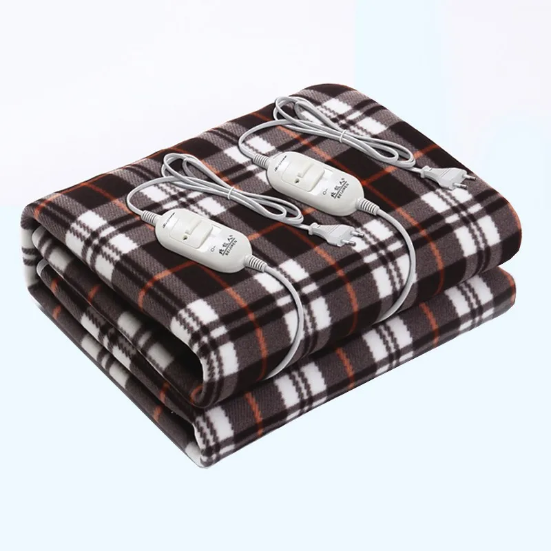 Double Bed Check Style Electric Bed Heater Blanket With Europe Plug