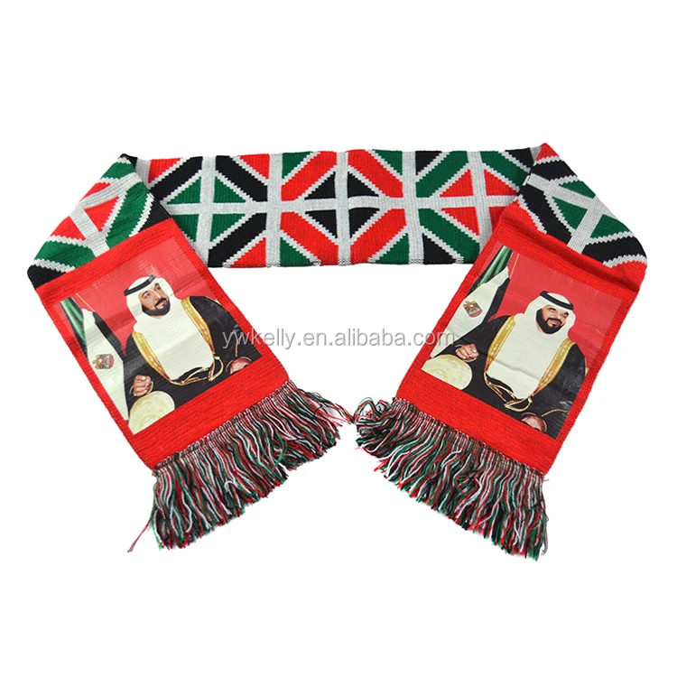 2020 Custom Logo Knitted Acrylic Qatar Scarf For Qatar National Day