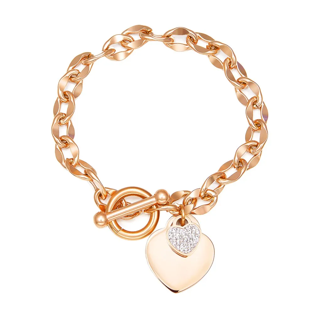 

Charm Women Fashion Heart Customize 316L Stainless Steel Bracelet, Silver,rose gold;customized color