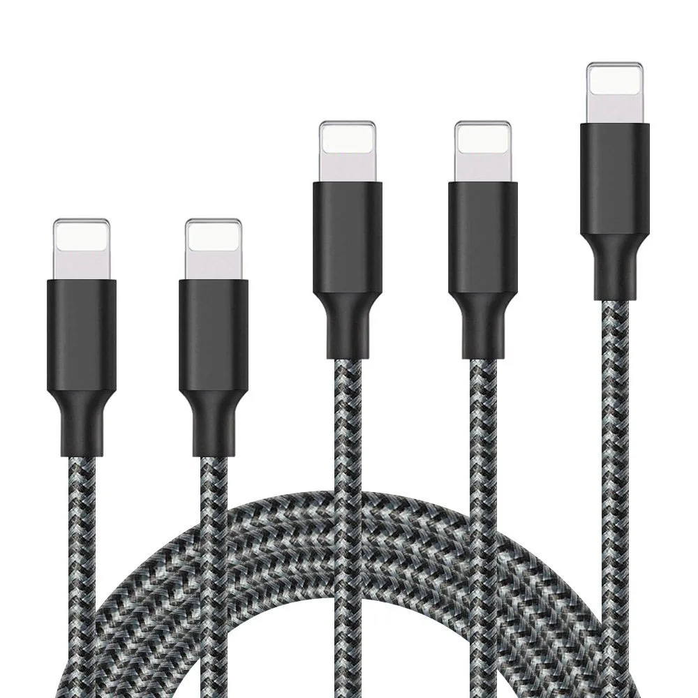 For Iphone Usb Cable Charger 3ft 6ft 10ft Nylon Braided 2.4a For Iphone