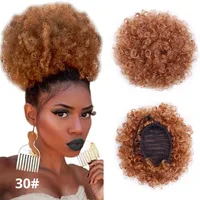 

Puff Afro Short Kinky Curly Chignon Hair Bun Synthetic Drawstring Ponytail Wrap Hairpiece afro Hair Extensions