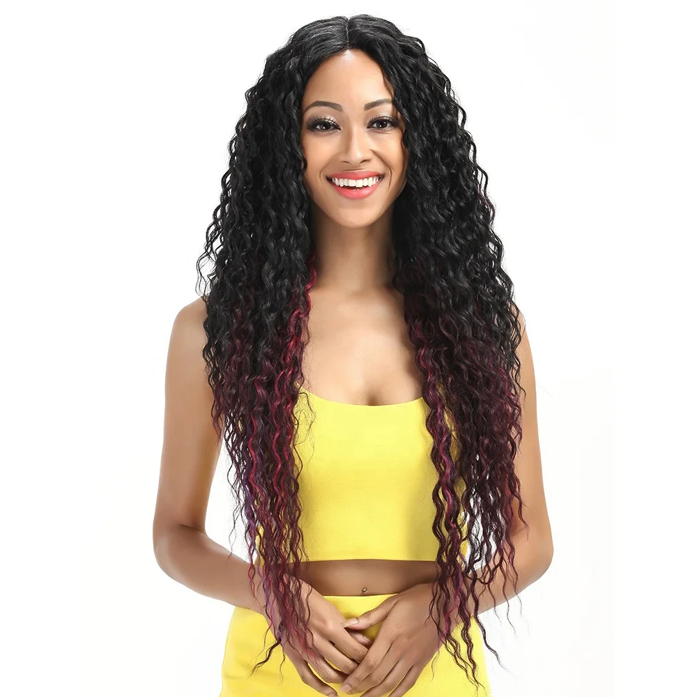 

Jerry curl high quality hair wig noble gold ombre synthetic lace front wig with baby hair