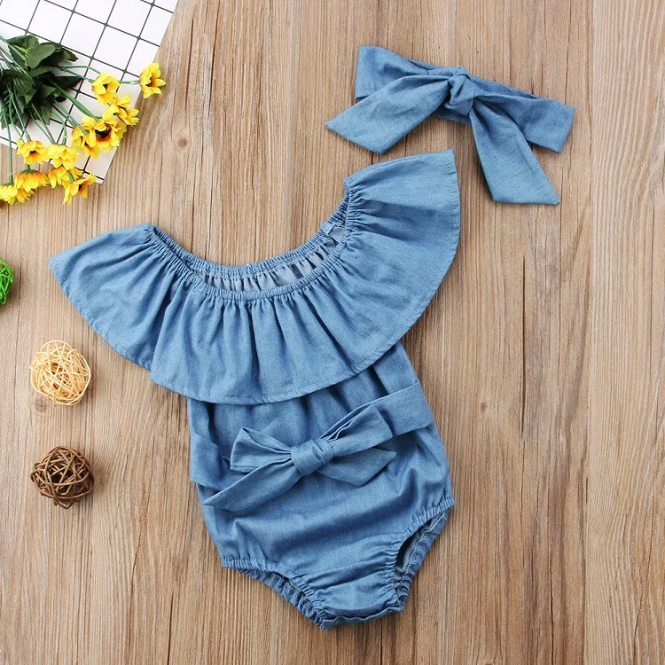 

China Top Ten Selling Products Of Denim Flutter Sleeve Baby Girl Romper Can Buy Direct From China Factory, As pictures or as your needs