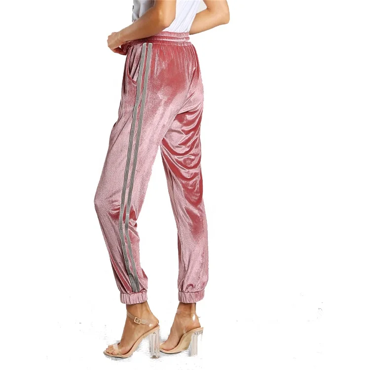 

Elastic ankle women velour pants with elastic cuff custom tapered sweat pants, Customized colors