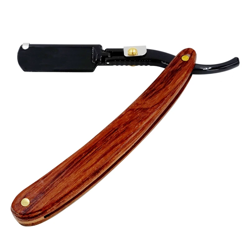 

Wooden handle barber straight razor shaving Straight razor double edge Blade Stainless Steel Folding Shaving Razor, N/a