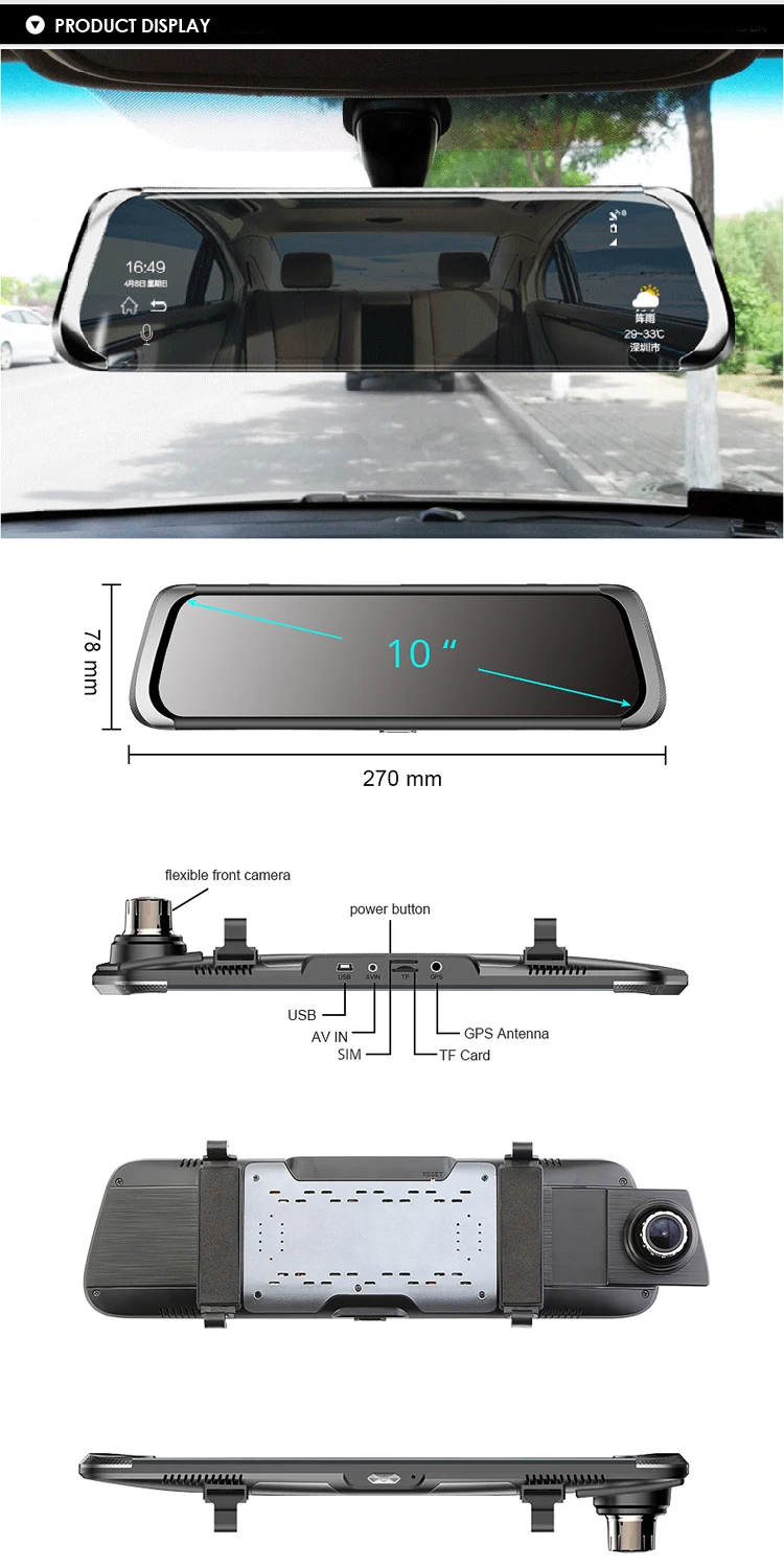 9.66inch Best Dash Cam User Manual Fhd 1080p Car Camera Dvr Video ...