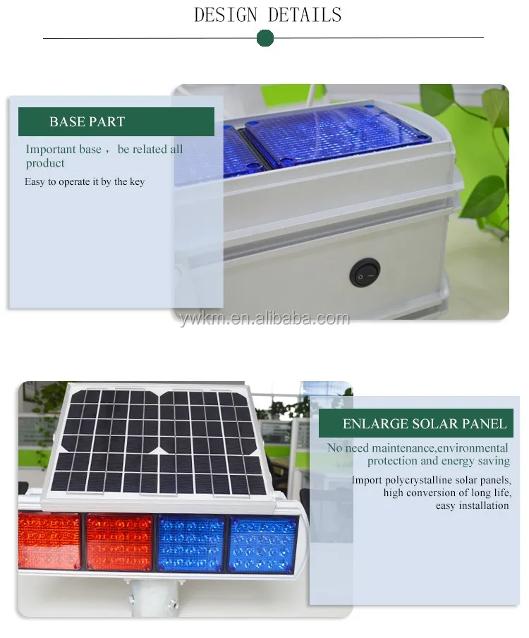 Solar Powered System Emergency Light Red Blue Blinker Solar Traffic Lights
