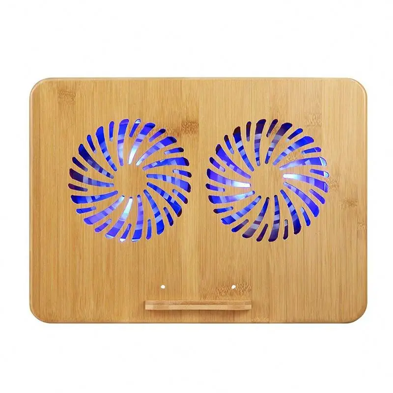

Green bamboo laptop cpu cooler with dual fans