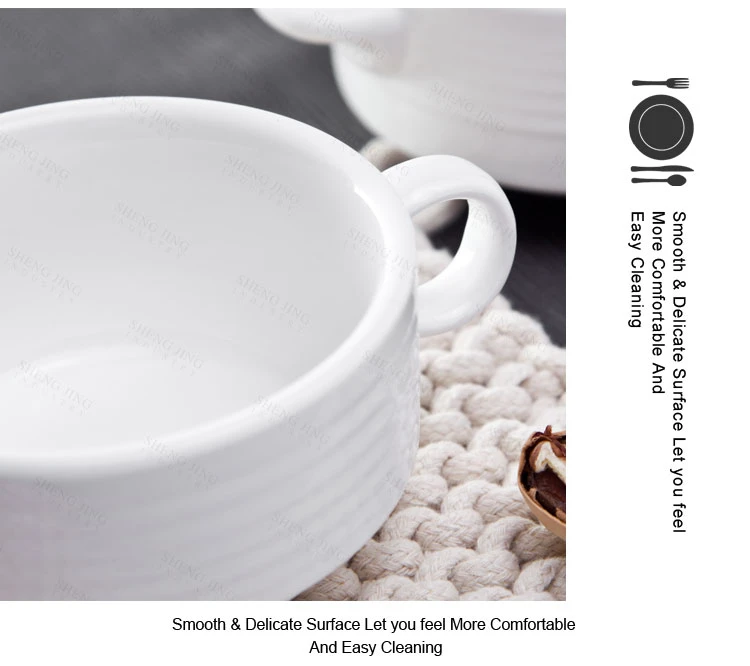 Bulk 7oz Porcelain Corn Soup Cup 200cc Ceramic Soup Bowl With Two