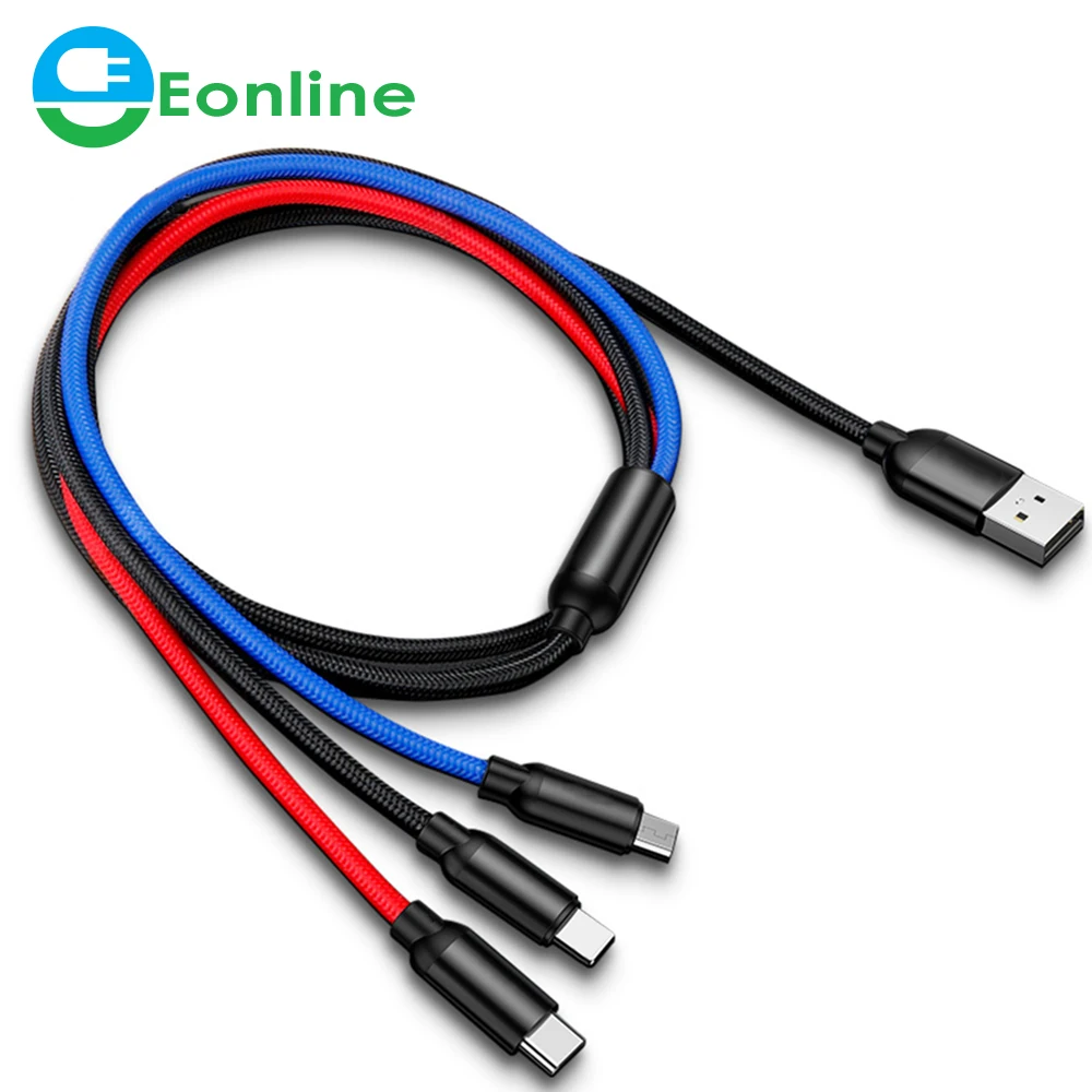 All In One USB Cable 8pin Micro Type C for Samsung Xiaomi Nokia Charging Charger Mobile Phone Cable