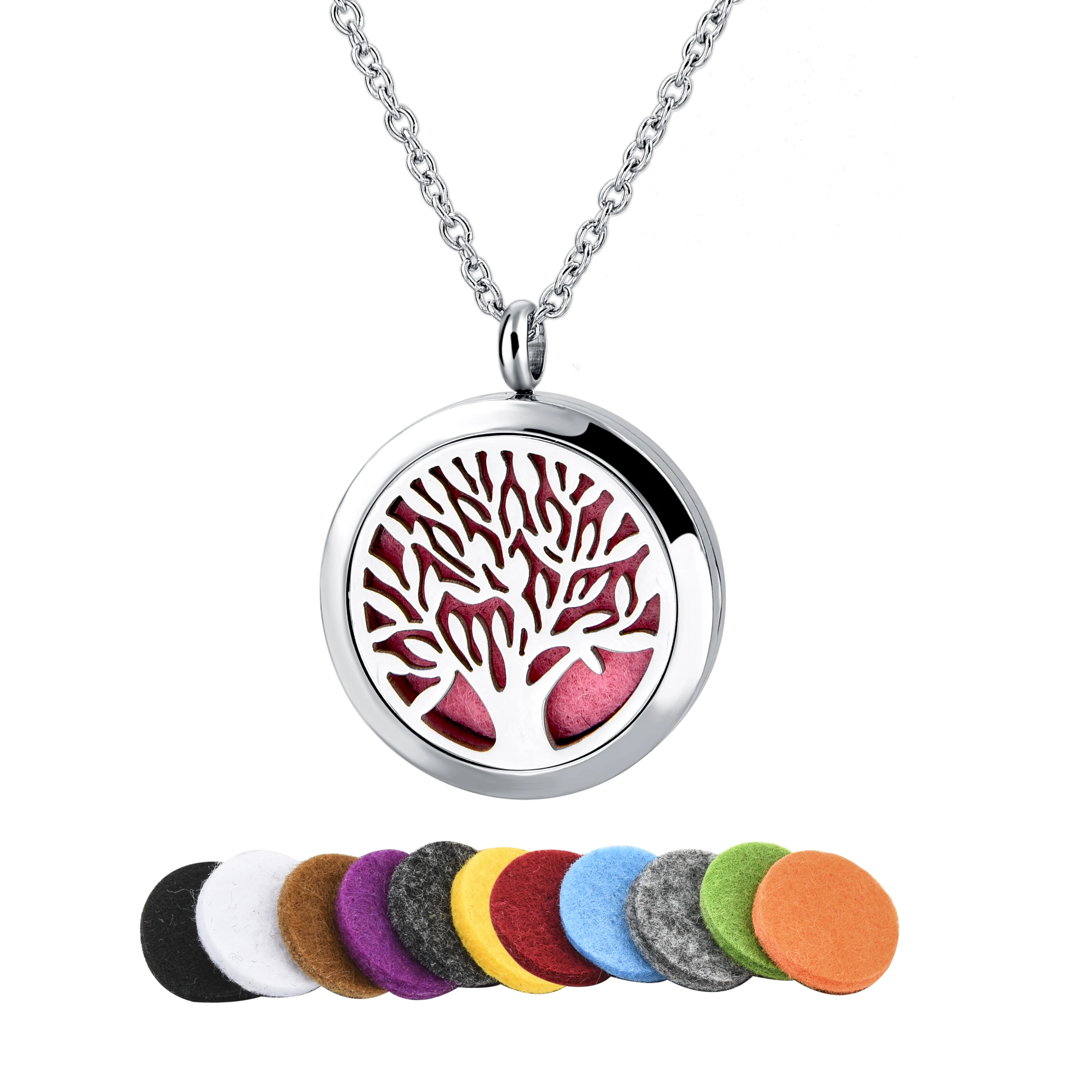 

316L Stainless Steel Essential Oil Diffuser Tree of Life Pendant Diffuser Necklace, Gold /silver