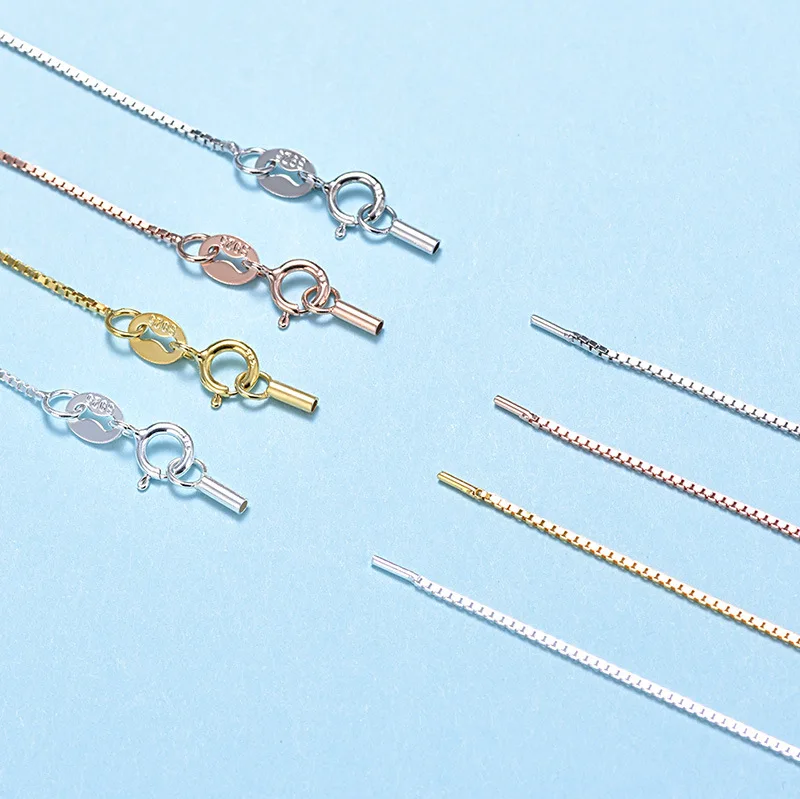 45 Cm 925 Sterling Silver Interlocking Box Chain For Pendant Necklace