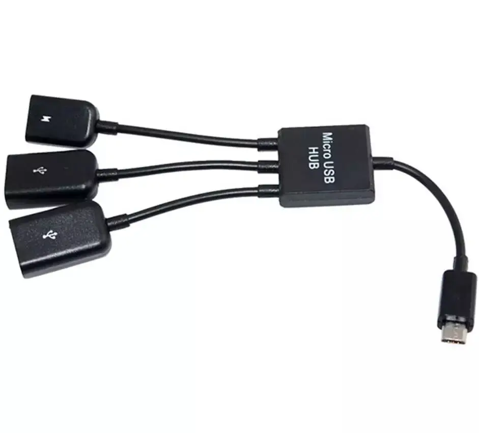 

Micro usb to double USB 2.0 A female hub otg cable adapter, Black